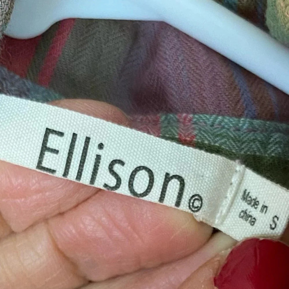 Ellison Plaid Draped Front Half Sleeve Cardigan Blouse Size Small Oversized - Picture 4 of 9